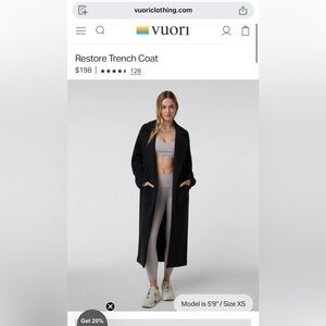 BNWT Vuori Restore trench coat in black Small